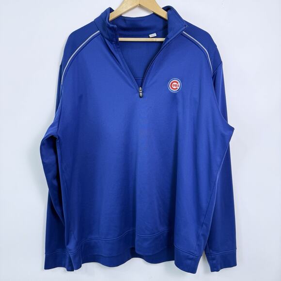 Chicago Cubs Cutter & Buck Quarter Zip Pullover Mens Size XXL‎ Blue Stretch - Picture 1 of 11
